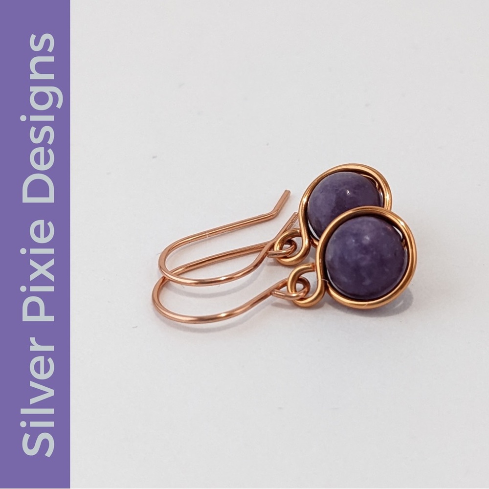 Lepidolite Copper Drop Earrings